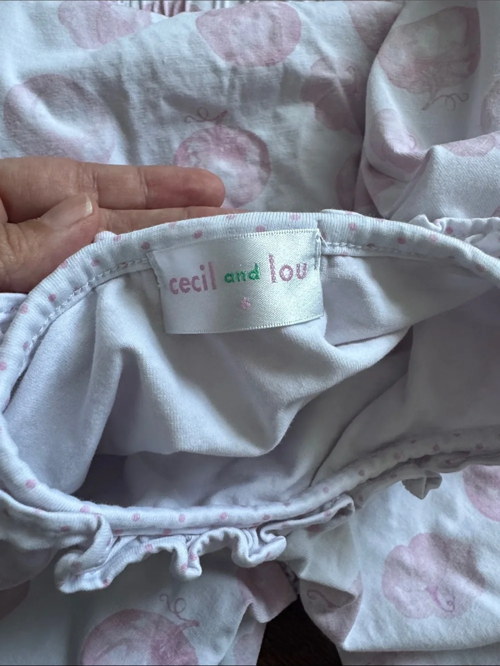 Cecil and Lou Girls' White Pajama Set with Pink Pumpkin Print